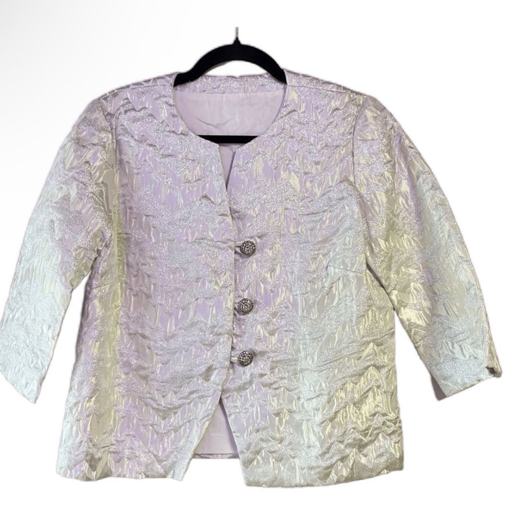 Vintage 1960’s Metallic Silver Textured Button-Up Jacket
